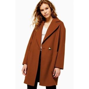 NWT TOPSHOP Single Button Carly Medium Length Burgundy Coat Women
